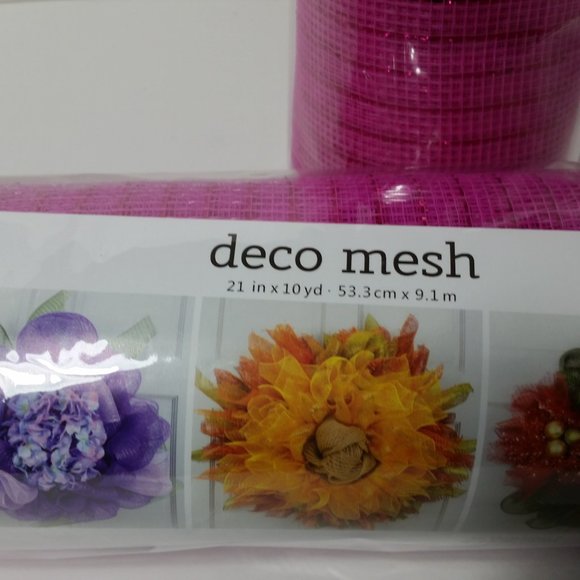 Pink Deco Mesh 21" Wreaths Crafts 2 Rolls - Picture 4 of 5